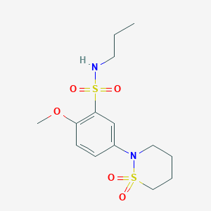 molecular formula C14H22N2O5S2 B5168726 5-(1,1-dioxido-1,2-thiazinan-2-yl)-2-methoxy-N-propylbenzenesulfonamide 