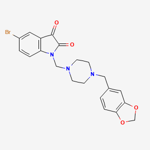 1-{[4-(1,3-benzodioxol-5-ylmethyl)-1-piperazinyl]methyl}-5-bromo-1H-indole-2,3-dione