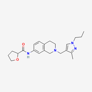 molecular formula C22H30N4O2 B5168812 N-{2-[(3-methyl-1-propyl-1H-pyrazol-4-yl)methyl]-1,2,3,4-tetrahydro-7-isoquinolinyl}tetrahydro-2-furancarboxamide 