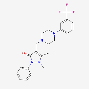 molecular formula C23H25F3N4O B5168835 1,5-dimethyl-2-phenyl-4-({4-[3-(trifluoromethyl)phenyl]-1-piperazinyl}methyl)-1,2-dihydro-3H-pyrazol-3-one 