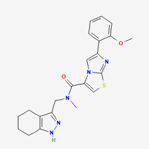 molecular formula C22H23N5O2S B5169066 6-(2-methoxyphenyl)-N-methyl-N-(4,5,6,7-tetrahydro-1H-indazol-3-ylmethyl)imidazo[2,1-b][1,3]thiazole-3-carboxamide 