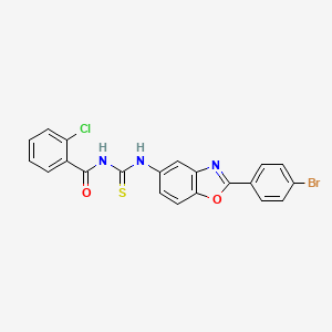 molecular formula C21H13BrClN3O2S B5169129 N-({[2-(4-bromophenyl)-1,3-benzoxazol-5-yl]amino}carbonothioyl)-2-chlorobenzamide 