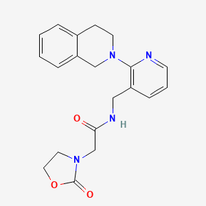 molecular formula C20H22N4O3 B5169151 N-{[2-(3,4-dihydro-2(1H)-isoquinolinyl)-3-pyridinyl]methyl}-2-(2-oxo-1,3-oxazolidin-3-yl)acetamide 