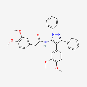 molecular formula C33H31N3O5 B5169174 2-(3,4-dimethoxyphenyl)-N-[4-(3,4-dimethoxyphenyl)-1,3-diphenyl-1H-pyrazol-5-yl]acetamide 