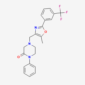 molecular formula C22H20F3N3O2 B5169229 4-({5-methyl-2-[3-(trifluoromethyl)phenyl]-1,3-oxazol-4-yl}methyl)-1-phenyl-2-piperazinone 
