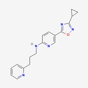 molecular formula C18H19N5O B5169253 5-(3-cyclopropyl-1,2,4-oxadiazol-5-yl)-N-[3-(2-pyridinyl)propyl]-2-pyridinamine 