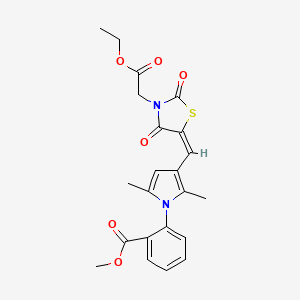 molecular formula C22H22N2O6S B5169259 methyl 2-(3-{[3-(2-ethoxy-2-oxoethyl)-2,4-dioxo-1,3-thiazolidin-5-ylidene]methyl}-2,5-dimethyl-1H-pyrrol-1-yl)benzoate 