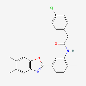 2-(4-chlorophenyl)-N-[5-(5,6-dimethyl-1,3-benzoxazol-2-yl)-2-methylphenyl]acetamide
