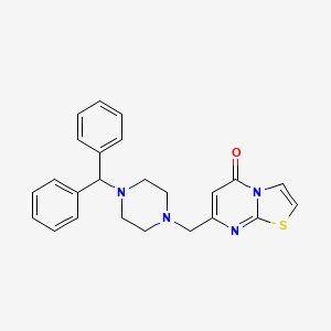 molecular formula C24H24N4OS B5169318 7-{[4-(diphenylmethyl)-1-piperazinyl]methyl}-5H-[1,3]thiazolo[3,2-a]pyrimidin-5-one 