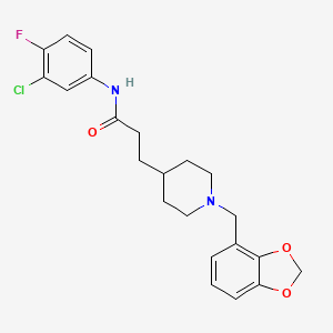 molecular formula C22H24ClFN2O3 B5169360 3-[1-(1,3-benzodioxol-4-ylmethyl)-4-piperidinyl]-N-(3-chloro-4-fluorophenyl)propanamide 