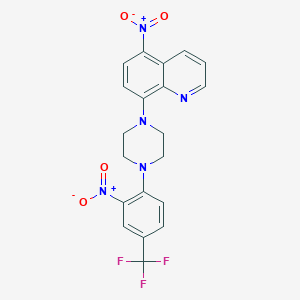 molecular formula C20H16F3N5O4 B5169382 5-nitro-8-{4-[2-nitro-4-(trifluoromethyl)phenyl]-1-piperazinyl}quinoline 