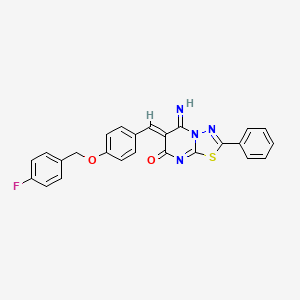 molecular formula C25H17FN4O2S B5169388 6-{4-[(4-fluorobenzyl)oxy]benzylidene}-5-imino-2-phenyl-5,6-dihydro-7H-[1,3,4]thiadiazolo[3,2-a]pyrimidin-7-one 