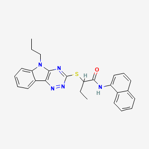 molecular formula C26H25N5OS B5169415 N-1-naphthyl-2-[(5-propyl-5H-[1,2,4]triazino[5,6-b]indol-3-yl)thio]butanamide 