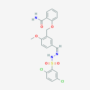 molecular formula C22H19Cl2N3O5S B5169426 2-[(5-{2-[(2,5-dichlorophenyl)sulfonyl]carbonohydrazonoyl}-2-methoxybenzyl)oxy]benzamide 