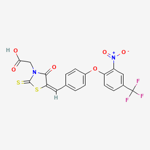molecular formula C19H11F3N2O6S2 B5169447 (5-{4-[2-nitro-4-(trifluoromethyl)phenoxy]benzylidene}-4-oxo-2-thioxo-1,3-thiazolidin-3-yl)acetic acid 