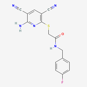 molecular formula C16H12FN5OS B5169489 2-[(6-amino-3,5-dicyano-2-pyridinyl)thio]-N-(4-fluorobenzyl)acetamide 