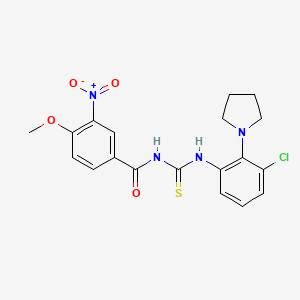 molecular formula C19H19ClN4O4S B5169490 N-({[3-chloro-2-(1-pyrrolidinyl)phenyl]amino}carbonothioyl)-4-methoxy-3-nitrobenzamide 