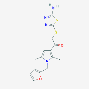 molecular formula C15H16N4O2S2 B5169505 2-[(5-amino-1,3,4-thiadiazol-2-yl)thio]-1-[1-(2-furylmethyl)-2,5-dimethyl-1H-pyrrol-3-yl]ethanone 