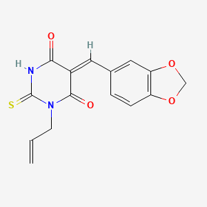 molecular formula C15H12N2O4S B5169512 1-allyl-5-(1,3-benzodioxol-5-ylmethylene)-2-thioxodihydro-4,6(1H,5H)-pyrimidinedione 