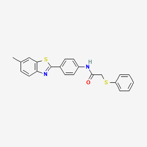 molecular formula C22H18N2OS2 B5169525 N-[4-(6-methyl-1,3-benzothiazol-2-yl)phenyl]-2-(phenylthio)acetamide 