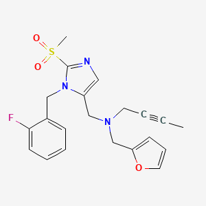molecular formula C21H22FN3O3S B5169539 2-butyn-1-yl{[1-(2-fluorobenzyl)-2-(methylsulfonyl)-1H-imidazol-5-yl]methyl}(2-furylmethyl)amine 