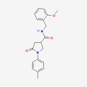 molecular formula C20H22N2O3 B5169576 N-(2-methoxybenzyl)-1-(4-methylphenyl)-5-oxo-3-pyrrolidinecarboxamide 