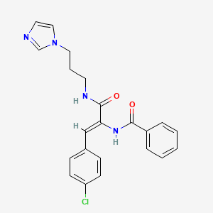 molecular formula C22H21ClN4O2 B5169584 N-[2-(4-chlorophenyl)-1-({[3-(1H-imidazol-1-yl)propyl]amino}carbonyl)vinyl]benzamide 