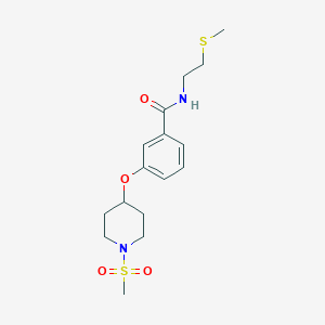 molecular formula C16H24N2O4S2 B5169625 3-{[1-(methylsulfonyl)-4-piperidinyl]oxy}-N-[2-(methylthio)ethyl]benzamide 