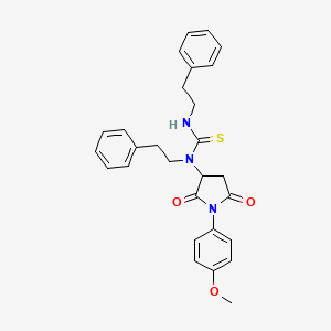 molecular formula C28H29N3O3S B5169627 N-[1-(4-methoxyphenyl)-2,5-dioxo-3-pyrrolidinyl]-N,N'-bis(2-phenylethyl)thiourea 