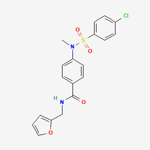 molecular formula C19H17ClN2O4S B5169655 4-[[(4-chlorophenyl)sulfonyl](methyl)amino]-N-(2-furylmethyl)benzamide 