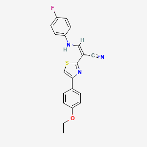 2-[4-(4-ethoxyphenyl)-1,3-thiazol-2-yl]-3-[(4-fluorophenyl)amino]acrylonitrile