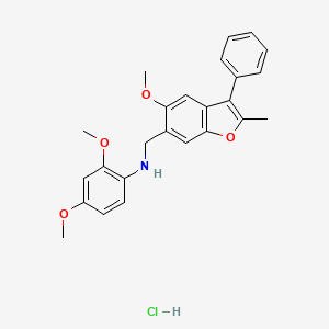molecular formula C25H26ClNO4 B5169696 (2,4-dimethoxyphenyl)[(5-methoxy-2-methyl-3-phenyl-1-benzofuran-6-yl)methyl]amine hydrochloride 
