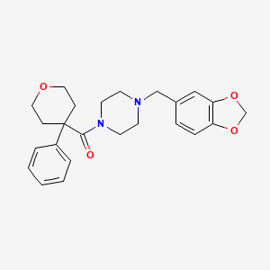 molecular formula C24H28N2O4 B5169740 1-(1,3-benzodioxol-5-ylmethyl)-4-[(4-phenyltetrahydro-2H-pyran-4-yl)carbonyl]piperazine 