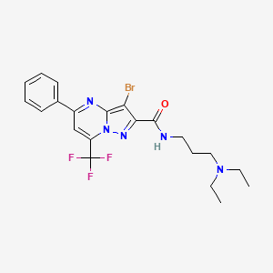 molecular formula C21H23BrF3N5O B5169770 3-bromo-N-[3-(diethylamino)propyl]-5-phenyl-7-(trifluoromethyl)pyrazolo[1,5-a]pyrimidine-2-carboxamide 