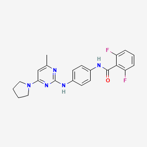 molecular formula C22H21F2N5O B5169845 2,6-difluoro-N-(4-{[4-methyl-6-(1-pyrrolidinyl)-2-pyrimidinyl]amino}phenyl)benzamide 