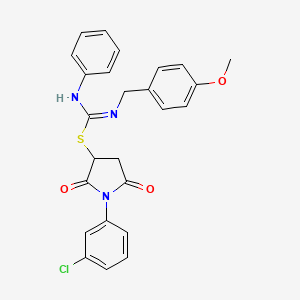 1-(3-chlorophenyl)-2,5-dioxo-3-pyrrolidinyl N-(4-methoxybenzyl)-N'-phenylimidothiocarbamate