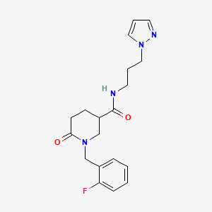 molecular formula C19H23FN4O2 B5169949 1-(2-fluorobenzyl)-6-oxo-N-[3-(1H-pyrazol-1-yl)propyl]-3-piperidinecarboxamide 