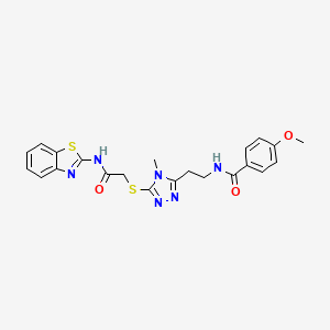 molecular formula C22H22N6O3S2 B5169998 N-[2-(5-{[2-(1,3-benzothiazol-2-ylamino)-2-oxoethyl]thio}-4-methyl-4H-1,2,4-triazol-3-yl)ethyl]-4-methoxybenzamide 