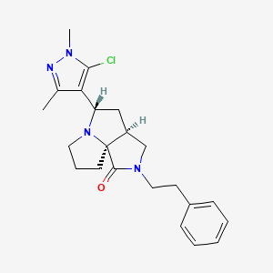 molecular formula C22H27ClN4O B5170028 (3aS*,5S*,9aS*)-5-(5-chloro-1,3-dimethyl-1H-pyrazol-4-yl)-2-(2-phenylethyl)hexahydro-7H-pyrrolo[3,4-g]pyrrolizin-1(2H)-one 