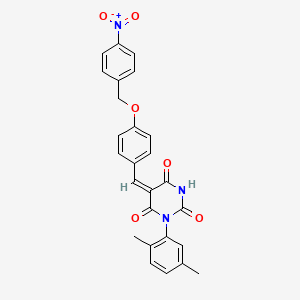 molecular formula C26H21N3O6 B5170090 1-(2,5-dimethylphenyl)-5-{4-[(4-nitrobenzyl)oxy]benzylidene}-2,4,6(1H,3H,5H)-pyrimidinetrione 