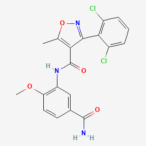 molecular formula C19H15Cl2N3O4 B5170097 N-[5-(aminocarbonyl)-2-methoxyphenyl]-3-(2,6-dichlorophenyl)-5-methyl-4-isoxazolecarboxamide 