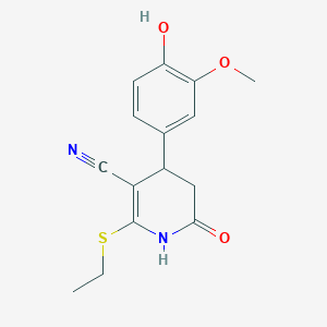 molecular formula C15H16N2O3S B5170137 2-(ethylthio)-4-(4-hydroxy-3-methoxyphenyl)-6-oxo-1,4,5,6-tetrahydro-3-pyridinecarbonitrile 