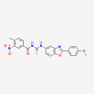 molecular formula C23H18N4O5S B5170198 N-({[2-(4-methoxyphenyl)-1,3-benzoxazol-5-yl]amino}carbonothioyl)-4-methyl-3-nitrobenzamide 