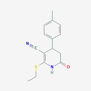 molecular formula C15H16N2OS B5170222 2-(ethylthio)-4-(4-methylphenyl)-6-oxo-1,4,5,6-tetrahydro-3-pyridinecarbonitrile 