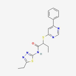 molecular formula C18H19N5OS2 B5170231 N-(5-ethyl-1,3,4-thiadiazol-2-yl)-2-[(6-phenyl-4-pyrimidinyl)thio]butanamide 