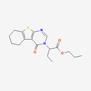 molecular formula C17H22N2O3S B5170245 propyl 2-(4-oxo-5,6,7,8-tetrahydro[1]benzothieno[2,3-d]pyrimidin-3(4H)-yl)butanoate 