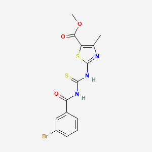 molecular formula C14H12BrN3O3S2 B5170278 methyl 2-({[(3-bromobenzoyl)amino]carbonothioyl}amino)-4-methyl-1,3-thiazole-5-carboxylate 