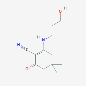 molecular formula C12H18N2O2 B5170297 2-[(3-hydroxypropyl)amino]-4,4-dimethyl-6-oxo-1-cyclohexene-1-carbonitrile 