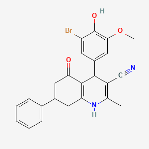 molecular formula C24H21BrN2O3 B5170298 4-(3-bromo-4-hydroxy-5-methoxyphenyl)-2-methyl-5-oxo-7-phenyl-1,4,5,6,7,8-hexahydro-3-quinolinecarbonitrile 