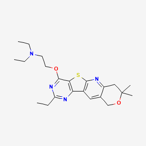molecular formula C22H30N4O2S B5170302 N,N-diethyl-2-[(2-ethyl-8,8-dimethyl-7,10-dihydro-8H-pyrano[3'',4'':5',6']pyrido[3',2':4,5]thieno[3,2-d]pyrimidin-4-yl)oxy]ethanamine 